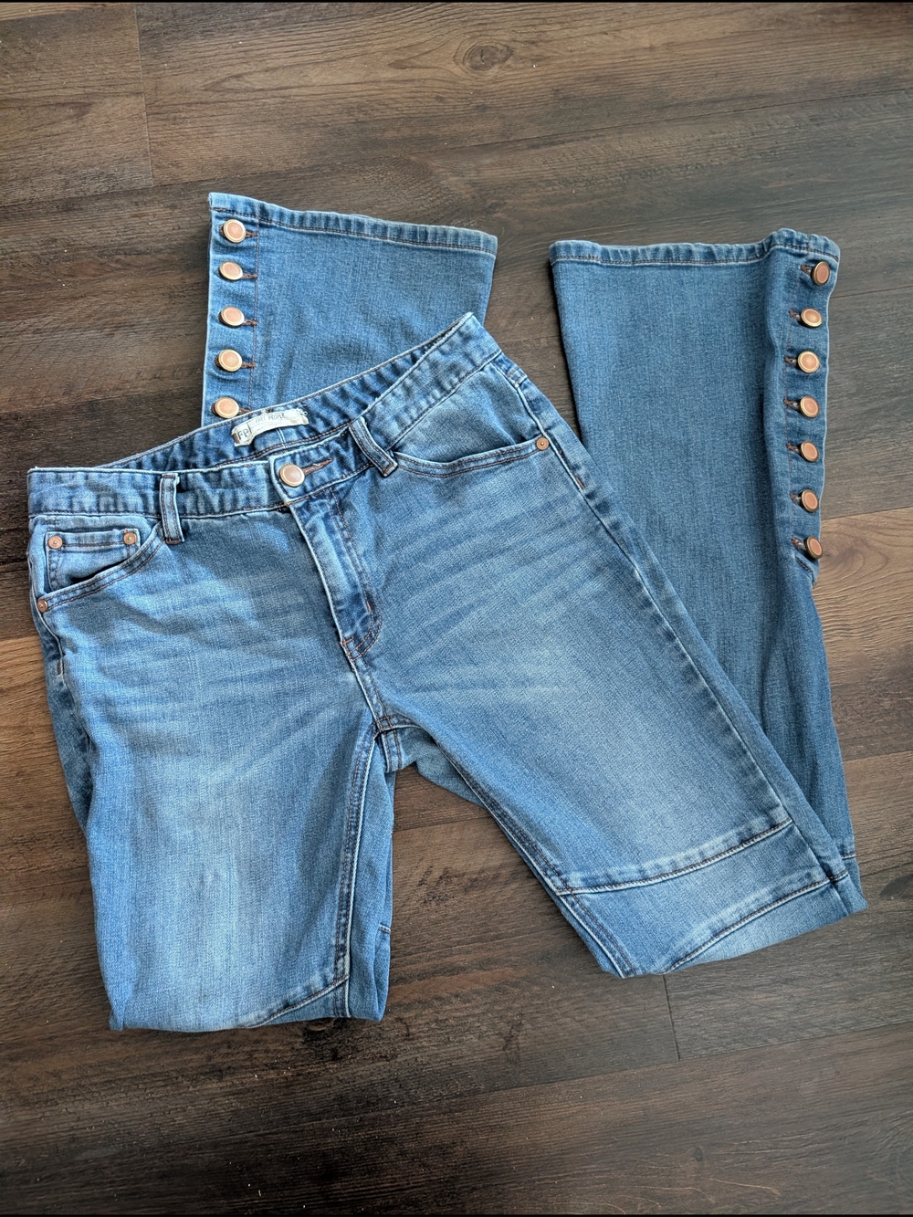 Free People Skylar Flare Jeans with Side Button Detail Size 27